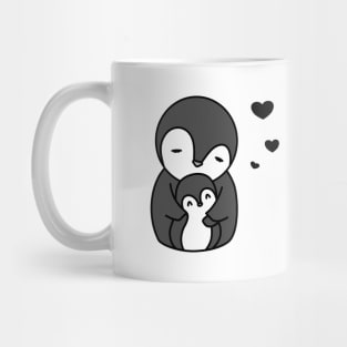 Penguins Mother Child Family Cute Kawaii Hearts Love Forever Couple Gift Together Vegan Animal Protect Mug